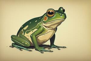 Frog on a green background. Vector illustration of a frog. ai generative photo