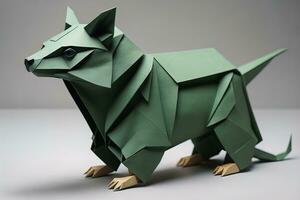 papel origami animal aislado en sólido color antecedentes. ai generativo foto