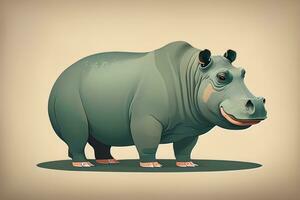 Hippopotamus standing on its hind legs. Vector illustration. ai generative photo