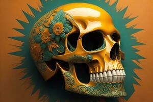Day of the Dead sugar skull. Mexican sugar skull. ai generative photo