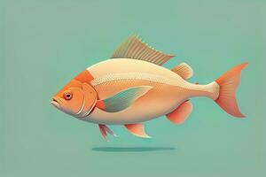 Illustration of a fish on a blue background, vector illustration. ai generative photo