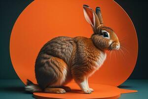 Easter bunny on a solid color background. ai generative photo