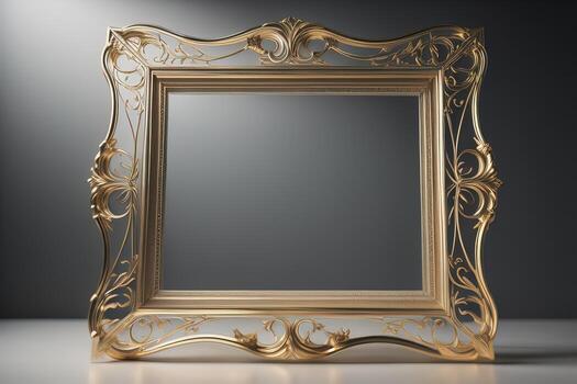 Glass picture frame on a solid color background. ai generative photo