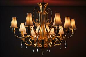 Luxury chandelier isolated on dark background. ai generative photo