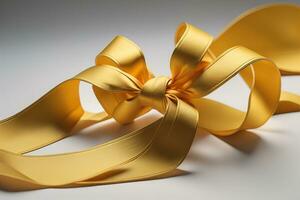 Shiny satin ribbon in brown color isolated on white background. ai generative photo