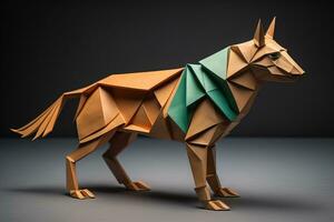 Paper origami animal isolated on solid color background. ai generative photo