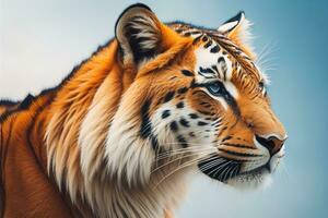 Portrait of a tiger on a solid color background. Close-up. ai generative photo