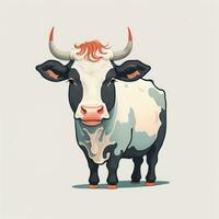 Illustration of a portrait of a cow on a grey background. ai generative photo