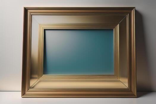 Glass picture frame on a solid color background. ai generative photo