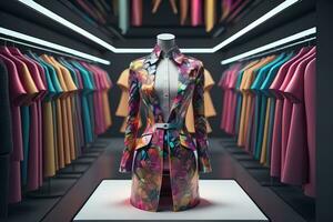 Futuristic fashion mannequin in the store. ai generative photo