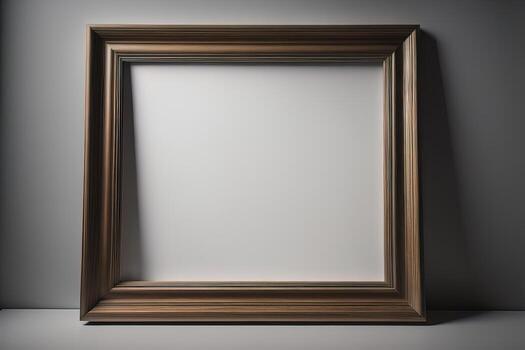 Glass picture frame on a solid color background. ai generative photo