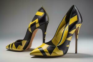 High heel women shoes on a solid colour background. ai generative photo