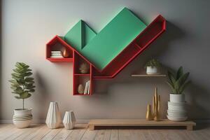 Bookshelf in scandinavian interior. ai generative photo