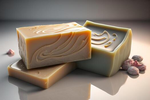 Soap bars on a colored background. ai generative photo