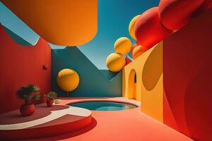 Swimming pool in a modern villa, ai generative photo