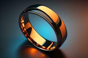 Wedding ring on a solid color background. Jewelry. ai generative photo