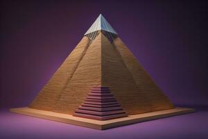 Creative and colorful pyramid on a solid color background. ai generative photo