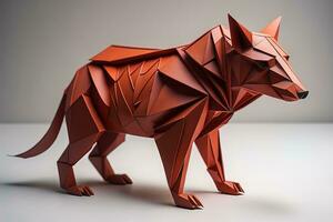 Paper origami animal isolated on solid color background. ai generative photo