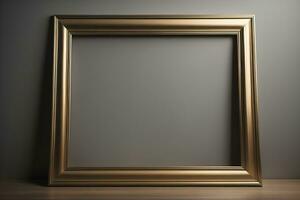Glass picture frame on a solid color background. ai generative photo