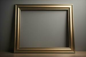 Glass picture frame on a solid color background. ai generative photo