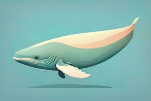 Blue whale isolated on a solid clor background. ai generative photo