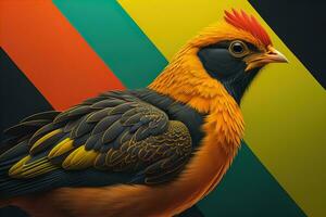 Colorful chicken on a solid color background, studio photo. ai generative photo