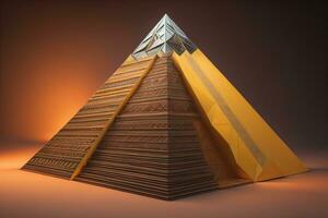 Creative and colorful pyramid on a solid color background. ai generative photo