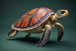 a sea turtle isolated on solid color background. ai generative photo