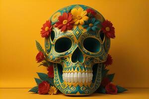 Day of the Dead sugar skull. Mexican sugar skull. ai generative photo