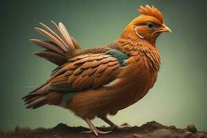 Colorful chicken on a solid color background, studio photo. ai generative photo