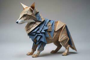 papel origami animal aislado en sólido color antecedentes. ai generativo foto