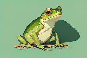 Frog on a green background. Vector illustration of a frog. ai generative photo