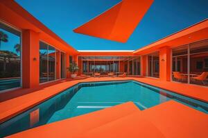 Swimming pool in a modern villa, ai generative photo