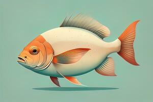 Illustration of a fish on a blue background, vector illustration. ai generative photo