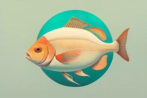 Illustration of a fish on a blue background, vector illustration. ai generative photo