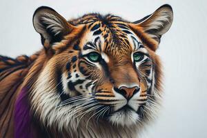 Portrait of a tiger on a solid color background. Close-up. ai generative photo