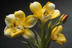 bouquet of white lilies on a solid color background. ai generative photo