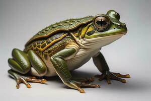 European tree frog, Hyla arborea isolated on solid colour background. ai generative photo