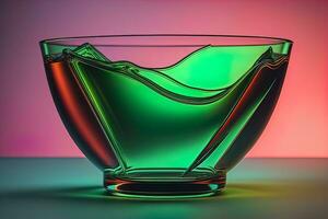 Colorful glass pot on a dark background. ai generative photo