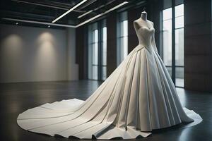 Wedding dress on a mannequin. ai generative photo