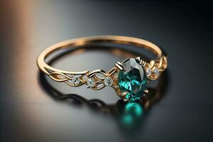 Jewelry ring with precious stones. Jewelry background. ai generative photo