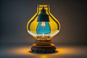 Lantern with glowing light on dark background. ai generative photo