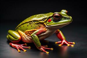 European tree frog, Hyla arborea isolated on solid colour background. ai generative photo