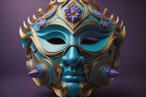 Mardi Gras mask isolated on solid color background. ai generative photo