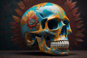 Day of the Dead sugar skull. Mexican sugar skull. ai generative photo