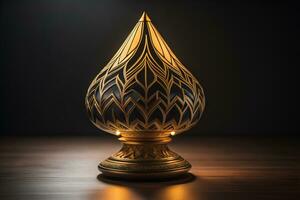 a vintage oriental vase on a solid color background. ai generative photo