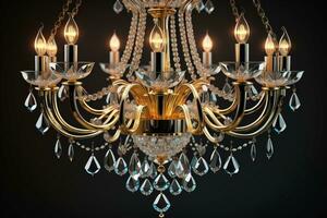 Luxury chandelier isolated on dark background. ai generative photo