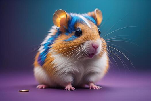 Hamster on a solid color background. Close-up of a hamster. ai generative photo