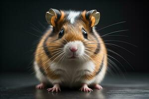 Hamster on a solid color background. Close-up of a hamster. ai generative photo