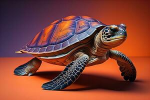 a sea turtle isolated on solid color background. ai generative photo